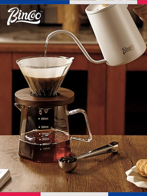 Bincoo手沖咖啡壺套裝咖啡V60過濾器八角玻璃沖泡分享壺咖啡器具~小滿良造館