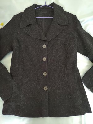 [99go]  全新 義大利 QX design 黑色 簡潔 羊毛外套 短大衣 38-L號 ITALY 製