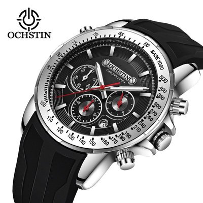 【潮裡潮氣】OCHSTIN/奧古斯登品牌多功能計時手錶男運動矽膠石英防水男表GQ6125A