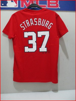 MLB majestic 世界大賽冠軍MVP短袖T恤 STRASBURG 紅色37號 6930937-150