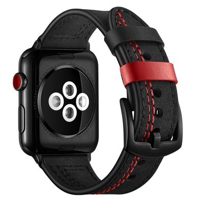 現貨  Apple  Watch  5/4/3/2/1  野性登山風車線真皮蘋果手錶錶帶  44  42  40  38