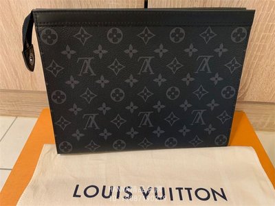 HANNA精品Louis Vuitton LV 經典黑色老花立式手拿包 M61692 98新