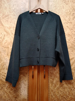 全新【唯美良品】UNIQLO 灰綠色寬版針織外套~ C1203-7774  S  32%羊毛