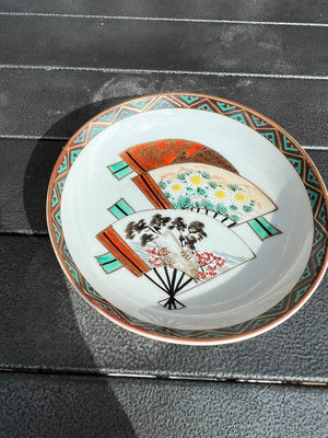 日本中古回流，日本明治時期老賞盤可當壺層杯托 盤面全手繪