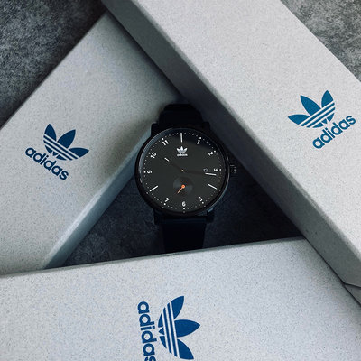 美國百分百【Adidas】愛迪達 手錶腕錶 皮革錶帶 簡約 不鏽鋼 黑色 Z123037 BJ53