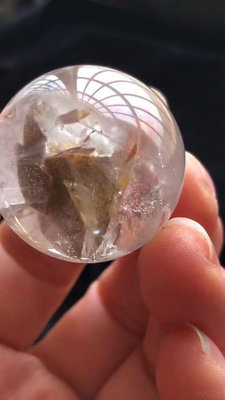3.1厘米天然白水晶 全包黃色雙尖方解石水晶球 不議199