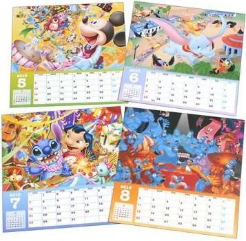 Disney日本東京迪士尼月曆明信片 小飛象斑比仙履奇緣灰姑娘愛麗絲小姐與流氓史迪奇維尼