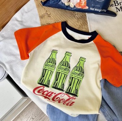 夏季新品童裝男童短袖T恤中小兒童可樂瓶子插肩體恤上衣韓版衣服