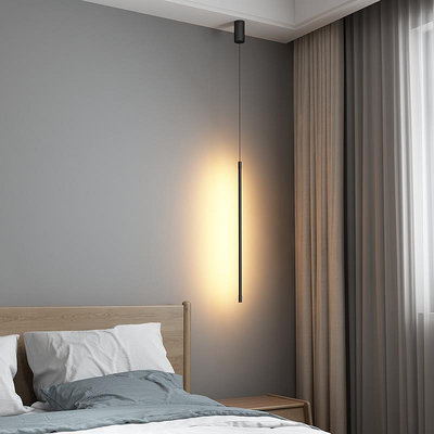 北歐創意LED線條長吊燈個性簡約客廳臥室床頭背景墻藝術氛圍燈具