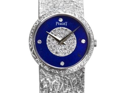 Piaget 伯爵18K白金原鑲滿天星女用腕錶