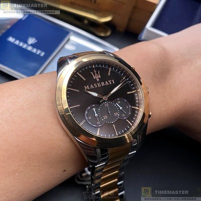 MASERATI手錶,編號R8873612003,46mm玫瑰金錶殼,金銀相間錶帶款