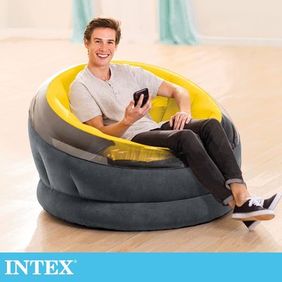 小江的店--INTEX-帝國星球椅植絨款 /充氣沙發/懶骨頭(68582NP)-3色可選（黃色/綠色/藍色 ）