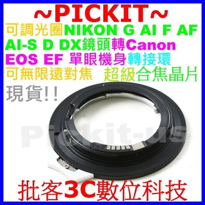 EMF CONFIRM CHIPS可調光圈NIKON G AI F AF鏡頭轉Canon EOS EF相機身電子式轉接環
