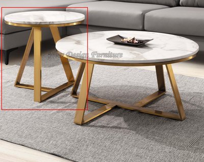 【N D Furniture】台南在地家具-網紅金色電鍍腳座50cm人造石面小茶几YH