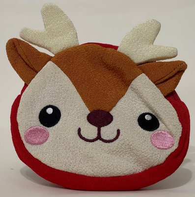 龍廬-自藏出清~斜背包-日式和風拼布製日本奈良小鹿造型錢包-紅色/只有一個