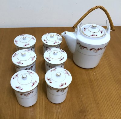 大同磁器 早期 金花 高級茶具組 1茶壺6茶杯含杯蓋 台灣製 古早味