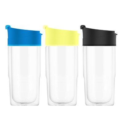 💓好市多代購/可協助售後💓 SIGG 雙層玻璃水杯 2件組 黑色 + 青藍色 / 黑色 + 亮黃色 留言優惠440元