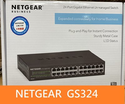 【附發票*公司貨】Netgear GS324 24埠 GIGA 高速交換式集線器