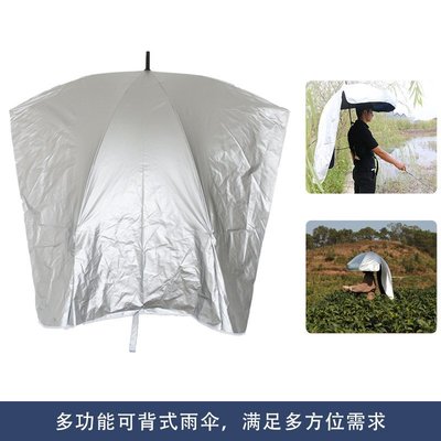 【現貨】可背式采茶傘攜帶遮陽傘超輕頭帽傘戶曬雙層黑膠創意晴雨傘