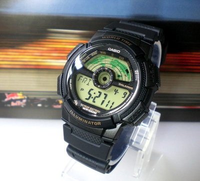 天王星運動精品 CASIO電子錶 世界時間 LCD模擬指針 公司貨保固【↘750】 AE-1100W-1B