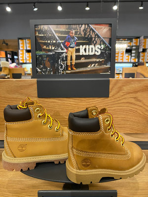 美國購入正版 Timberland 童款小麥黃經典防水6吋童靴 帥氣短靴 男女小童鞋