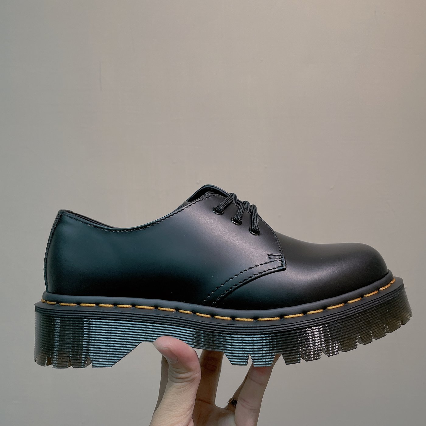 Dr.Martens 馬丁鞋馬汀鞋經典1461 BEX 3孔厚底黑色硬皮【 BRITISH LOOK