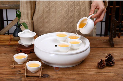 潮汕功夫茶茶具套裝 家用潮州陶瓷老式小瓷茶盤蓋碗杯一套