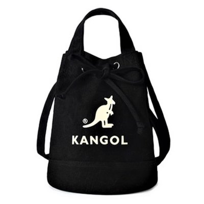 【AYW】KANGOL TOTE LOGO BAG 袋鼠 黑色 束口 抽繩 水桶包 斜背包 側背包 單肩包 小包 外出包