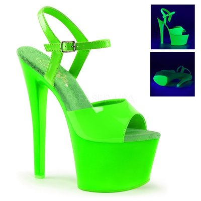 Shoes InStyle《七吋》美國品牌 PLEASER 原廠正品漆皮霓虹螢光厚底高跟涼鞋 有大尺碼『綠色』