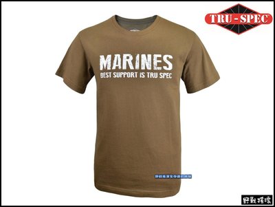【野戰搖滾-生存遊戲】美國 TRU-SPEC 軍事風格T恤【狼棕色 MARINES】美國海軍陸戰隊短袖T恤戰術T恤迷彩服