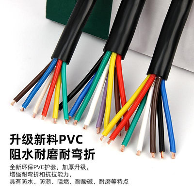國標純銅芯RVV護套線5 6 7 8芯電纜線0.5 0.75 1.5平方控制電源線多多雜貨鋪