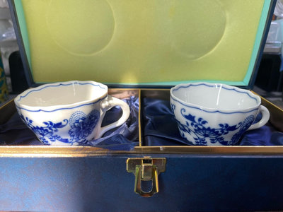 【二手】咖啡杯捷克產波西米亞藍洋蔥咖啡杯碟 回流瓷器 茶杯 咖啡杯【禪靜院】-2879