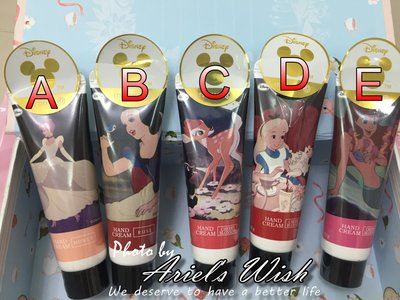 Ariel's Wish-日本東京迪士尼愛麗絲Alice小美人魚愛麗兒灰姑娘白雪公主小鹿斑比隨身攜帶護手霜乳液-A~E款