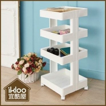 【ikloo】簡約四層收納置物籃/推車 收納車 收納架 收納櫃 組合櫃 置物架 置物櫃 整理箱