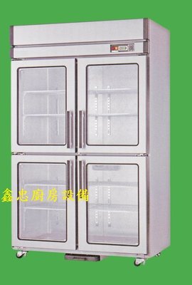 鑫忠廚房設備-餐飲設備：四門全玻璃門節能冰箱 賣場有烤箱-冰箱-咖啡機-水槽-工作檯