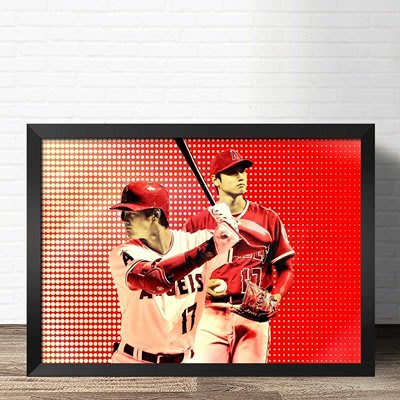 棒球裝飾畫野球海報定做棒球星貼畫大谷翔平美國大聯盟洋基帶框畫