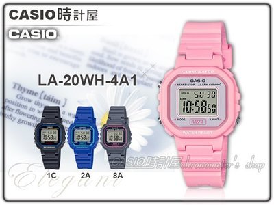 CASIO 時計屋手錶專賣店 LA-20WH-4A1 女錶 電子錶 學生錶 橡膠錶帶 防水 LA-20WH