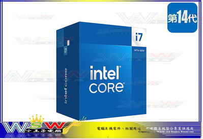 【WSW CPU】14代 Intel I7-14700F 搭機價11700元 20核/28緒/無顯示/有風扇 全新盒裝公司貨 台中市