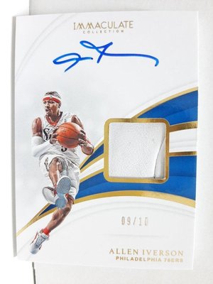 2018-19 immaculate allen iverson限量十張卡面用品簽