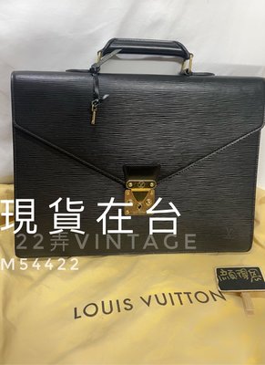 22弄 極新Louis Vuitton LV vintage M54422 EPI 水波紋 黑 海盜蒙梭 公事包 電腦包