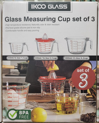 【小如的店】COSTCO好市多代購~IKOO 玻璃量杯(3件組) 139905