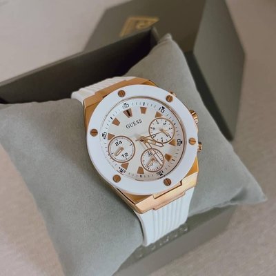 Guess Athena 白色面錶盤 白色矽膠錶帶 石英 女士手錶 GW0030L3