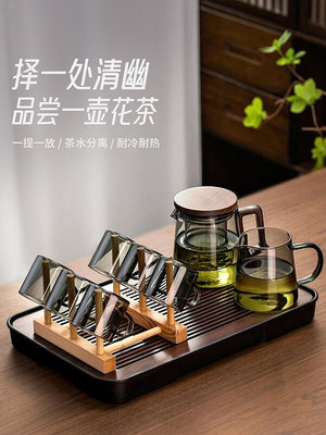 玻璃茶具套裝家用茶盤小型辦公室客廳會客功夫茶杯耐熱茶壺泡茶器