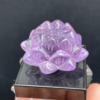 天然紫水晶原石雕刻蓮花擺件吊墜裝飾品 水晶 擺件 文玩【天下奇物】437