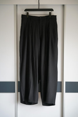 Yohji Yamamoto 20ss 條紋多褶人造絲西褲