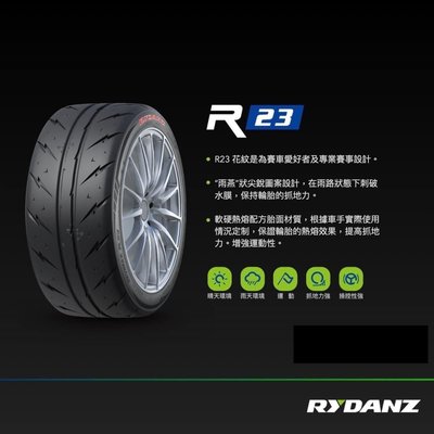 小李輪胎 Rydanz 雷登 R23 半熱熔跑胎 225-40-18 全新輪胎 各尺寸 全規格 特價 歡迎詢價 詢問