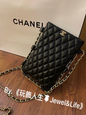 品牌VIP經典贈品MAKE UP系列💯 Chanel 超美 黑色 金扣 斜背包 手機包 小廢包 斜背包 鏈帶包