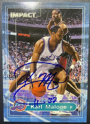 卡爾馬龍 親筆簽名卡 2000 Fleer autograph Karl Malone #95 Utah Jazz 卡面簽 場邊簽 簽名卡