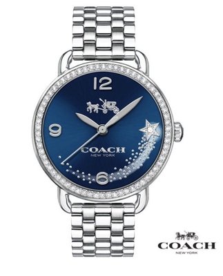 COACH Delancey 藍色星戀 閃閃晶鑽腕錶-藍/28mm CO14502693