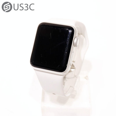 【US3C-青海店】【一元起標】台灣公司貨 Apple Watch Series 3 38mm GPS A1858 銀色鋁金屬錶殼 白色運動錶帶 二手智慧手錶
